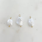 Gold Plated Wire Wrapped Freshwater Pearl Charm Baroque Pearl Charm
