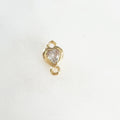 Gold Plated Tiny CZ Cubic Zirconia Heart Shape Connector Charm
