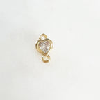 Gold Plated Tiny CZ Cubic Zirconia Heart Shape Connector Charm