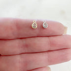 Gold Plated or Rhodium Plated Tiny Tear Drop Cubic Zirconia Stone Charm Tiny
