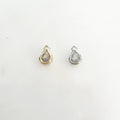Gold Plated or Rhodium Plated Tiny Tear Drop Cubic Zirconia Stone Charm Tiny