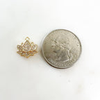 Gold Plated Pave CZ Cubic Zirconia Lotus Charm Nature Healing