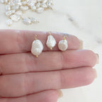 Gold Plated Wire Wrapped Freshwater Pearl Charm Baroque Pearl Charm