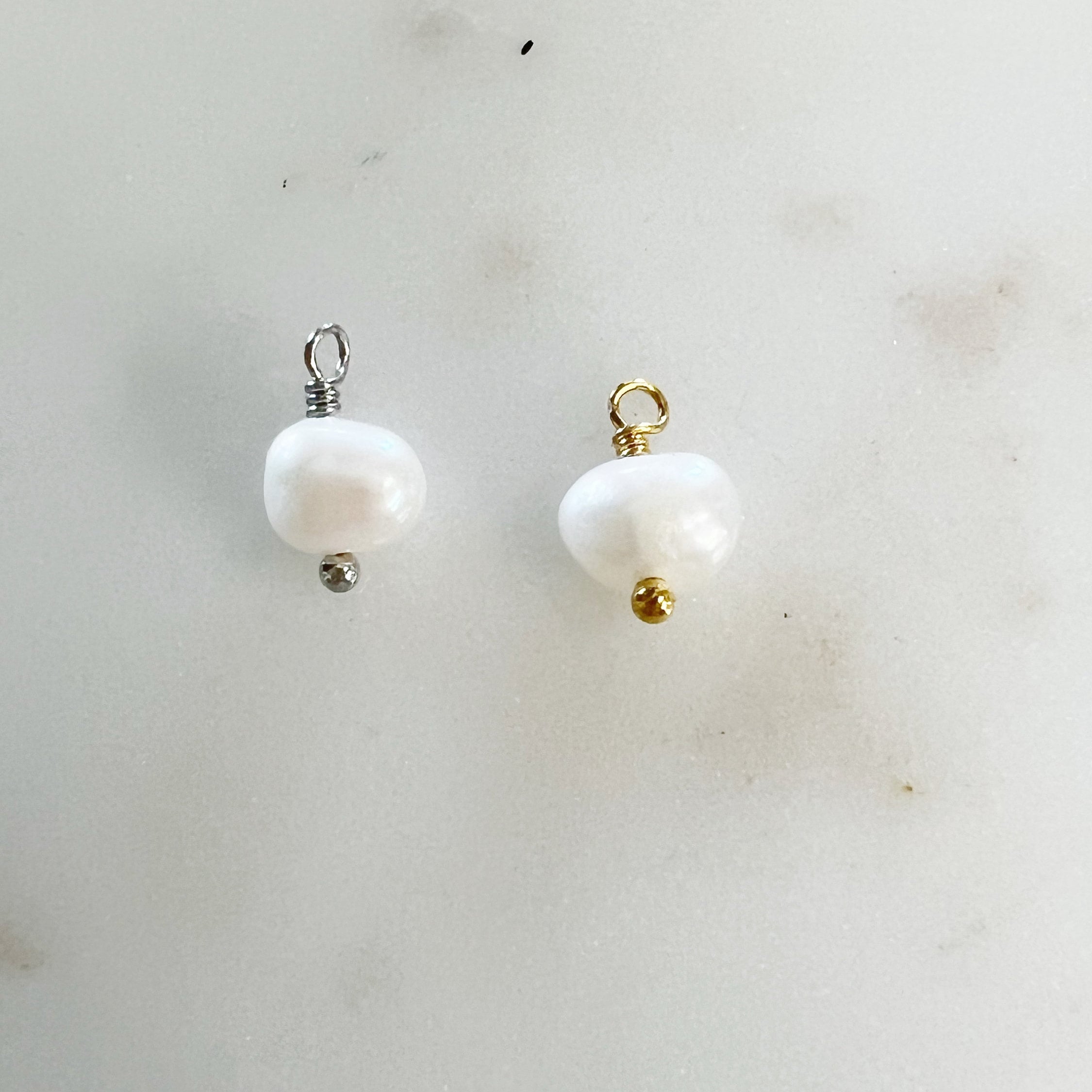 Gold Plated or Rhodium Plated or Silver Tiny Wire Wrapped Freshwater Pearl