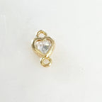 Gold Plated Tiny CZ Cubic Zirconia Heart Shape Connector Charm