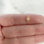 Gold Plated Teeny Tiny Cubic Zirconia Pavé Flower Charm Connector 2