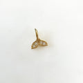 Gold Plated Small Mini Whale Tail Pave Cubic Zirconia Charm Ocean