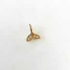 Gold Plated Small Mini Whale Tail Pave Cubic Zirconia Charm Ocean
