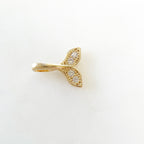 Gold Plated Small Mini Whale Tail Pave Cubic Zirconia Charm Ocean