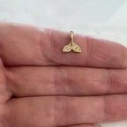 Gold Plated Small Mini Whale Tail Pave Cubic Zirconia Charm Ocean