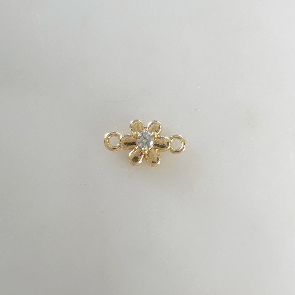 Gold Plated Teeny Tiny Cubic Zirconia Pavé Flower Charm Connector 2