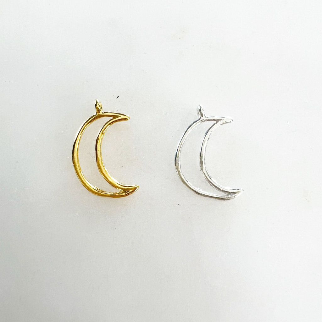 15mmx5mm Sterling Silver or Vermeil Dainty Cut Out Crescent Moon Charm
