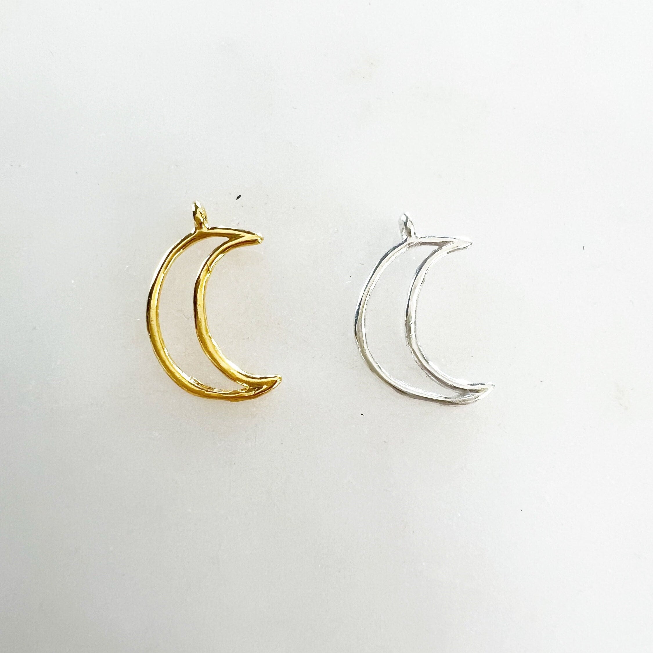 15mmx5mm Sterling Silver or Vermeil Dainty Cut Out Crescent Moon Charm