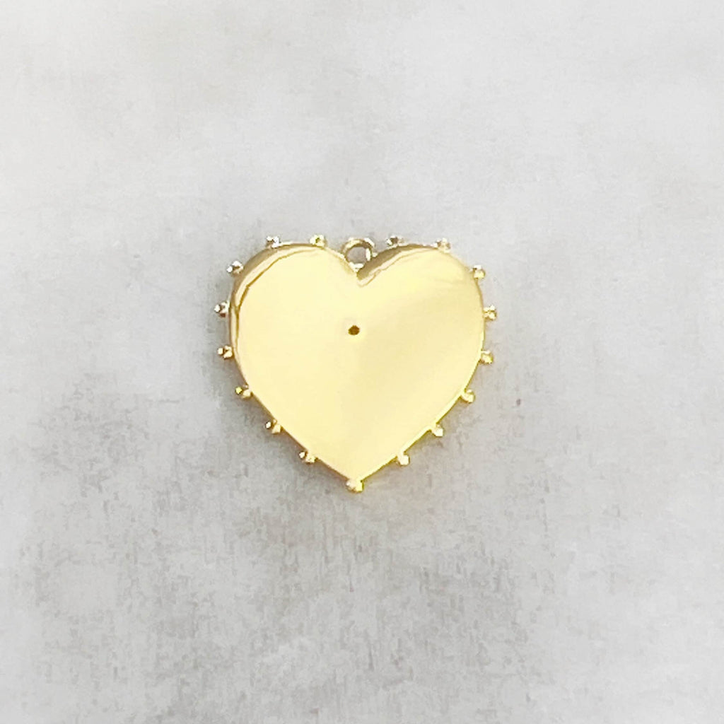 Gold Plated Detailed Modern Cubic Zirconia Heart Pendant Dotted