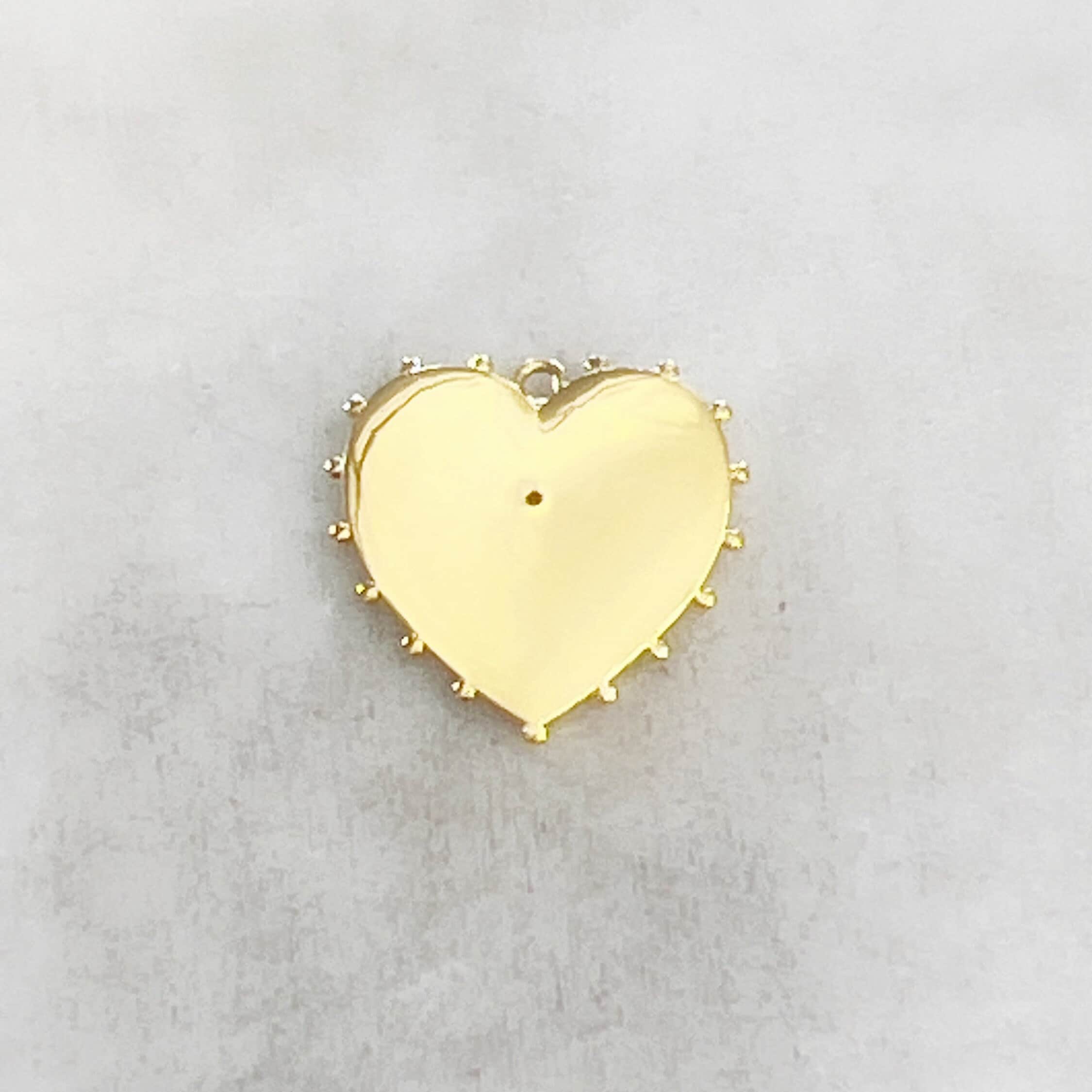 Gold Plated Detailed Modern Cubic Zirconia Heart Pendant Dotted