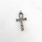 Sterling Silver Hammered Textured Egyptian Ankh Life Charm Pendant