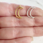 15mmx5mm Sterling Silver or Vermeil Dainty Cut Out Crescent Moon Charm
