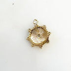 Gold Plated or Brass Dainty Sun Dial Disc Compass Cubic Zirconia Charm