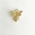 Gold Plated Small Detailed Honey Bee Charm CZ Cubic Zirconia Insect