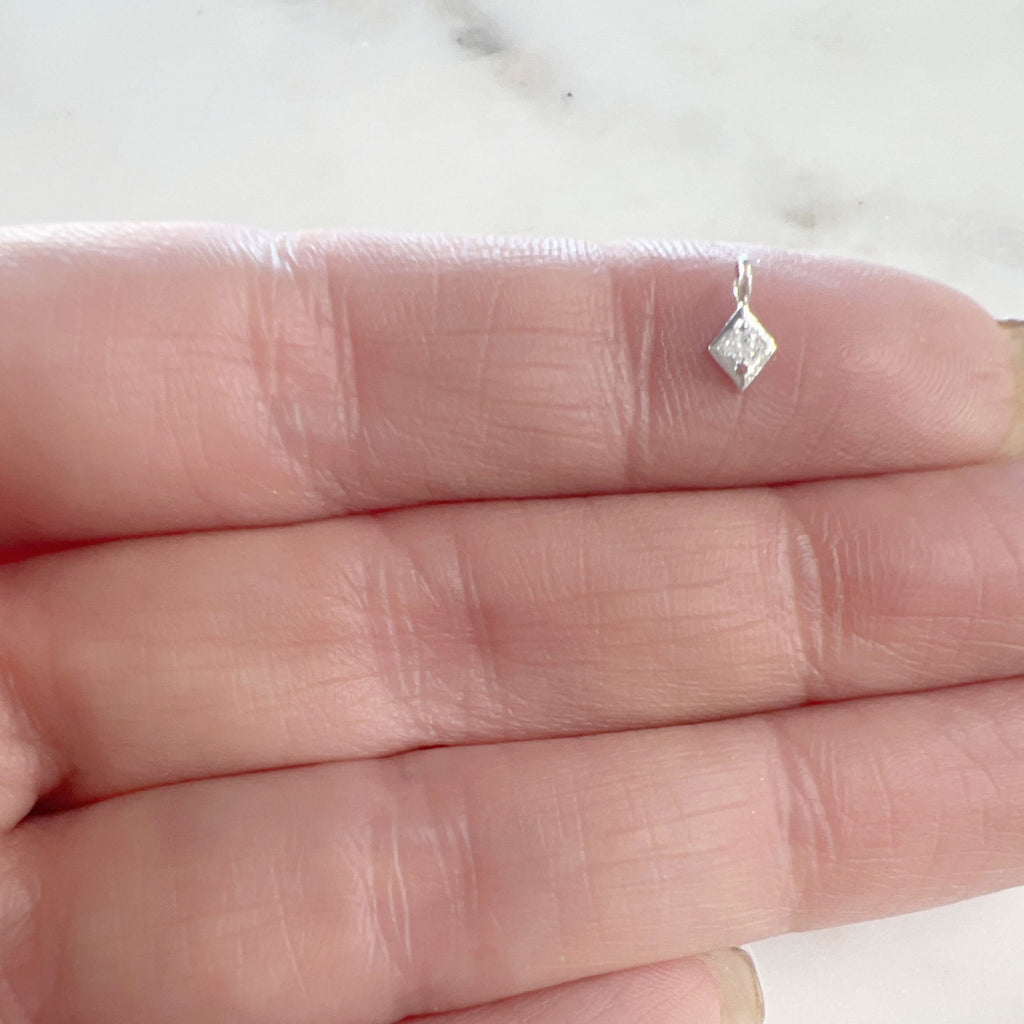 Gold Plated or Rhodium Plated Teeny Tiny Diamond Shape Cubic Zirconia (4pc)