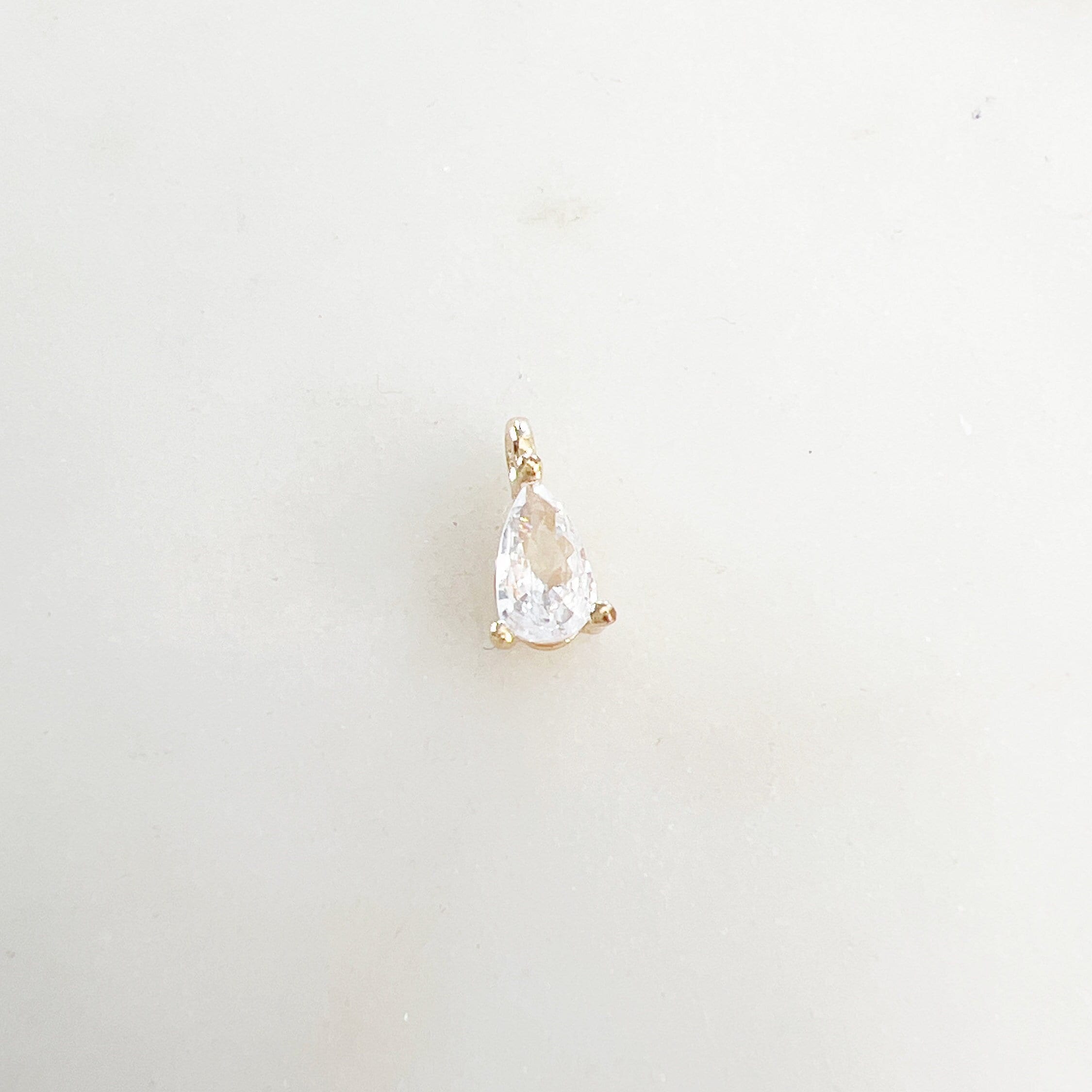 Gold Plated Teeny Tiny Cubic Zirconia Tear Drop Charm Pendant
