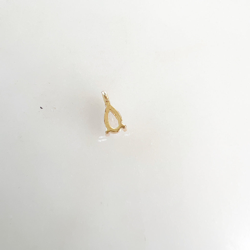 Gold Plated Teeny Tiny Cubic Zirconia Tear Drop Charm Pendant