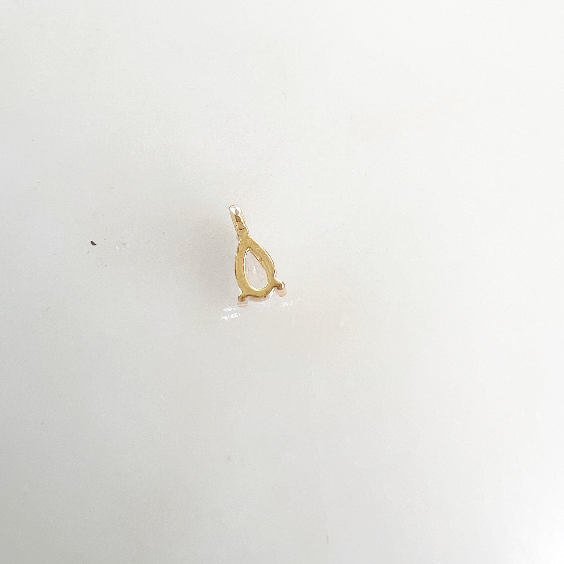 Gold Plated Teeny Tiny Cubic Zirconia Tear Drop Charm Pendant