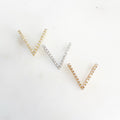14mmx15mm Gold Plated or Rhodium Plated Chevron Pave CZ Cubic Zirconia Slide