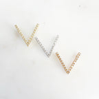 14mmx15mm Gold Plated or Rhodium Plated Chevron Pave CZ Cubic Zirconia Slide