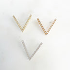 14mmx15mm Gold Plated or Rhodium Plated Chevron Pave CZ Cubic Zirconia Slide