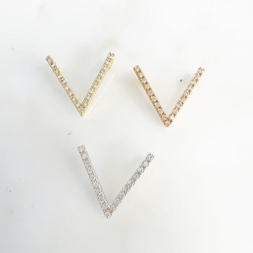 14mmx15mm Gold Plated or Rhodium Plated Chevron Pave CZ Cubic Zirconia Slide