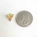 Gold Plated Small Detailed Honey Bee Charm CZ Cubic Zirconia Insect