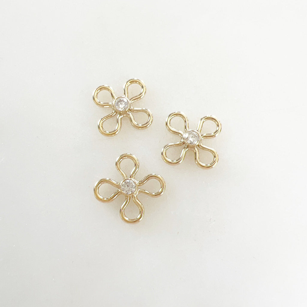 Sterling Silver or 14K Gold Filled Tiny Cubic Zirconia Flower Connector Ring