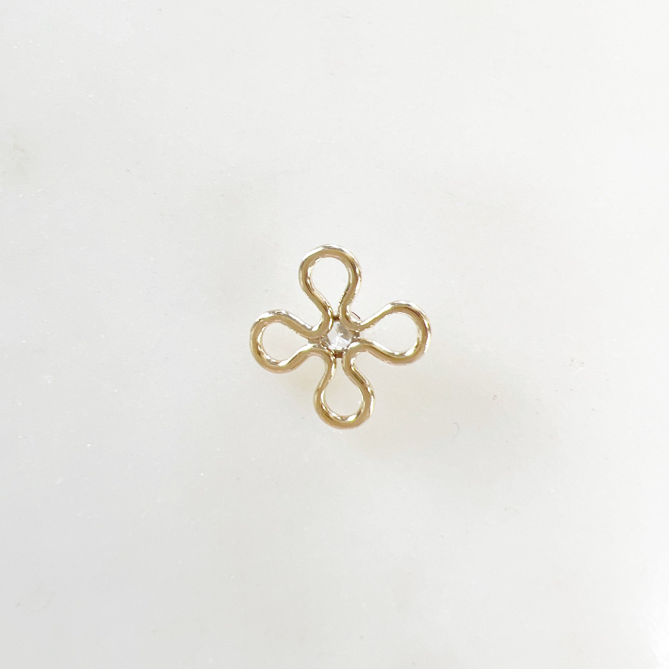 Sterling Silver or 14K Gold Filled Tiny Cubic Zirconia Flower Connector Ring