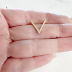 14mmx15mm Gold Plated or Rhodium Plated Chevron Pave CZ Cubic Zirconia Slide