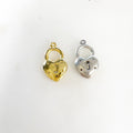 Sterling Silver or Vermeil Heart with Lock Charm in or Love Valentines Day