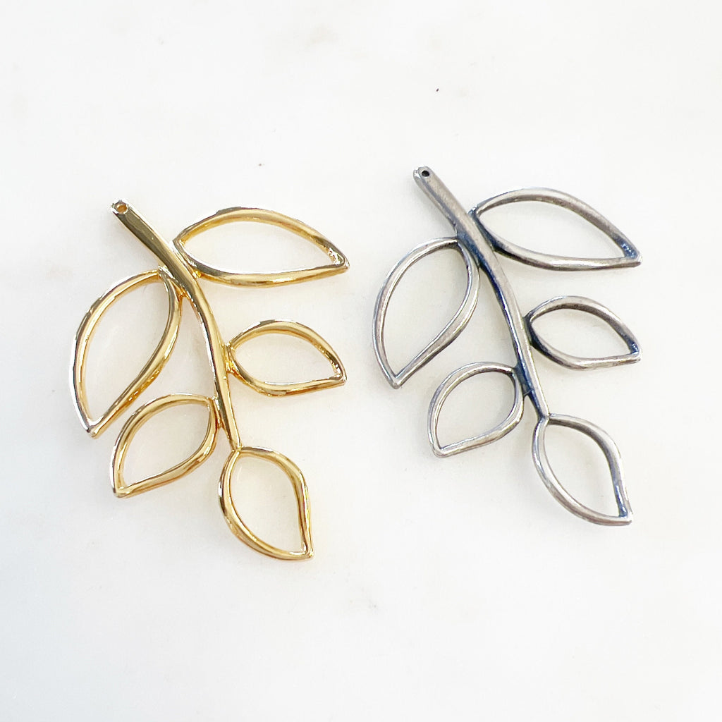 Sterling Silver or Vermeil or Open Leaf Vine Branch Tree Connector Nature