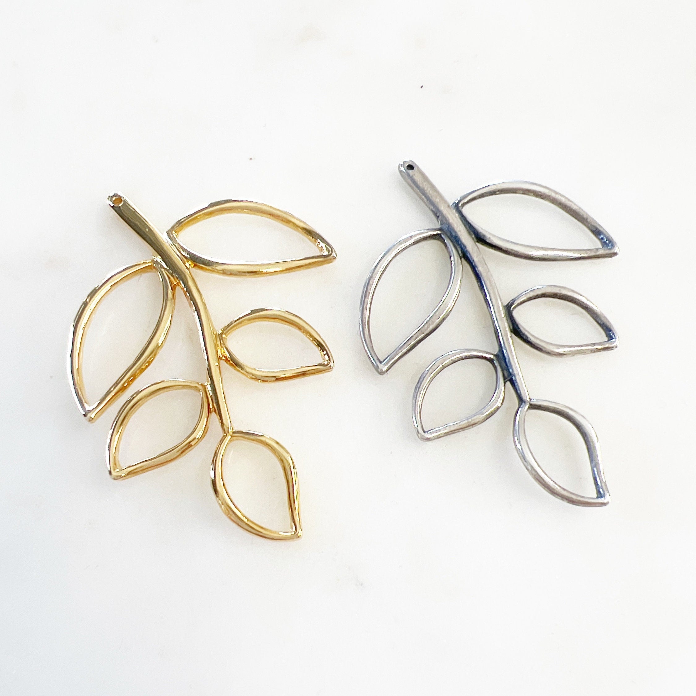 Sterling Silver or Vermeil or Open Leaf Vine Branch Tree Connector Nature