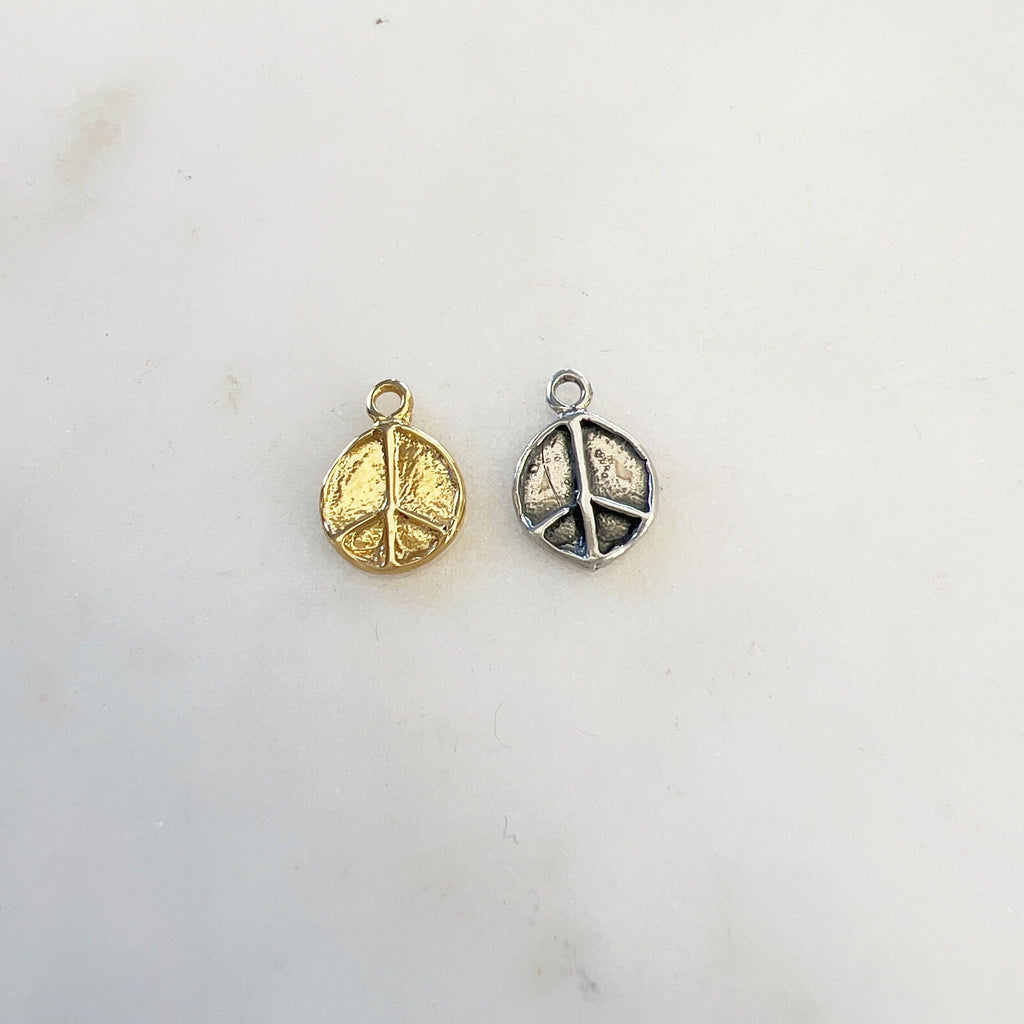 Sterling Silver or Vermeil Small Organic Shaped or Peace Sign Charm Hippie