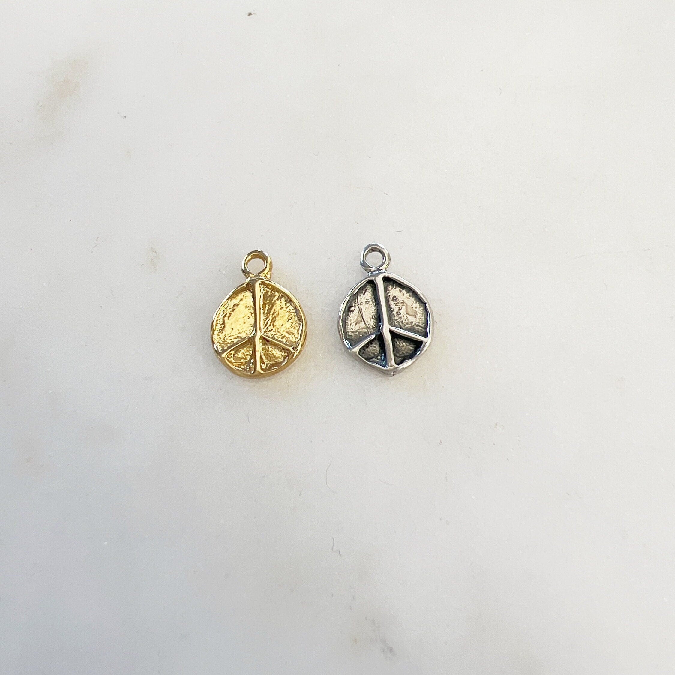 Sterling Silver or Vermeil Small Organic Shaped or Peace Sign Charm Hippie