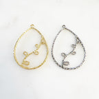 Sterling Silver or Vermeil or Hammered Textured Open Leaf Vine Branch Teardrop