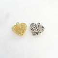 Sterling Silver or Vermeil Fancy Filigree or Heart Charm Valentines Day