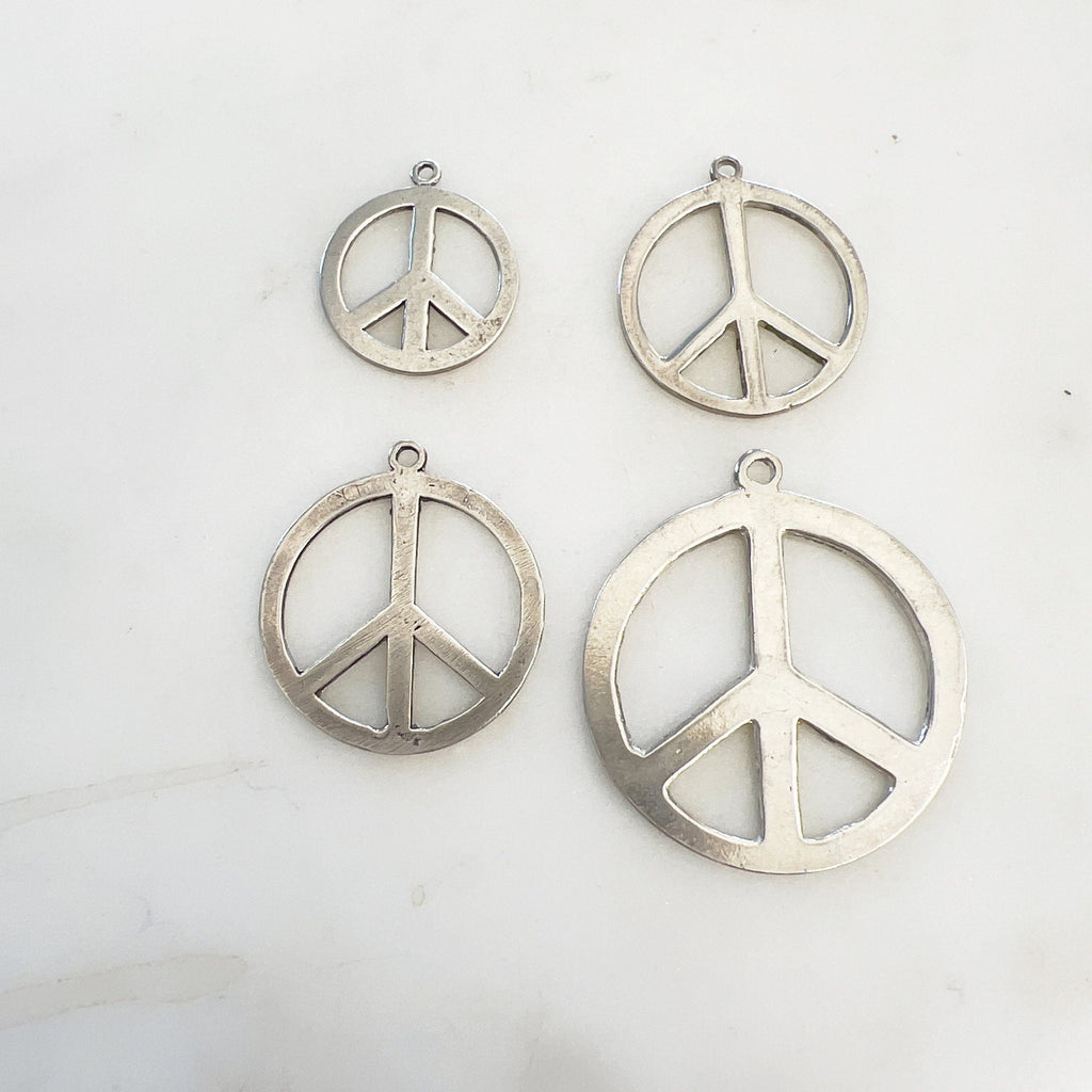 Sterling Silver Peace Sign Flat Small Medium Large Extra Large Size