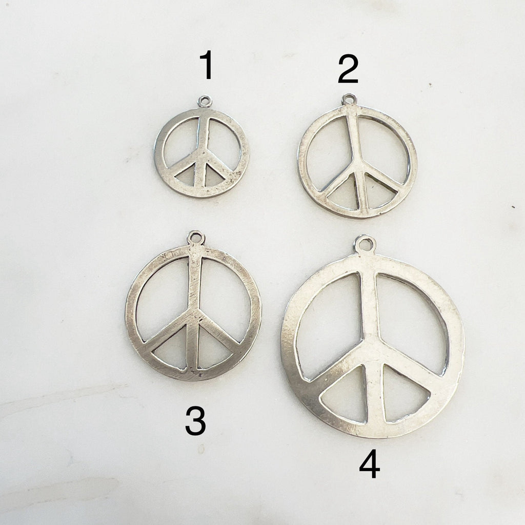 Sterling Silver Peace Sign Flat Small Medium Large Extra Large Size