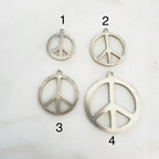 Sterling Silver Peace Sign Flat Small Medium Large Extra Large Size