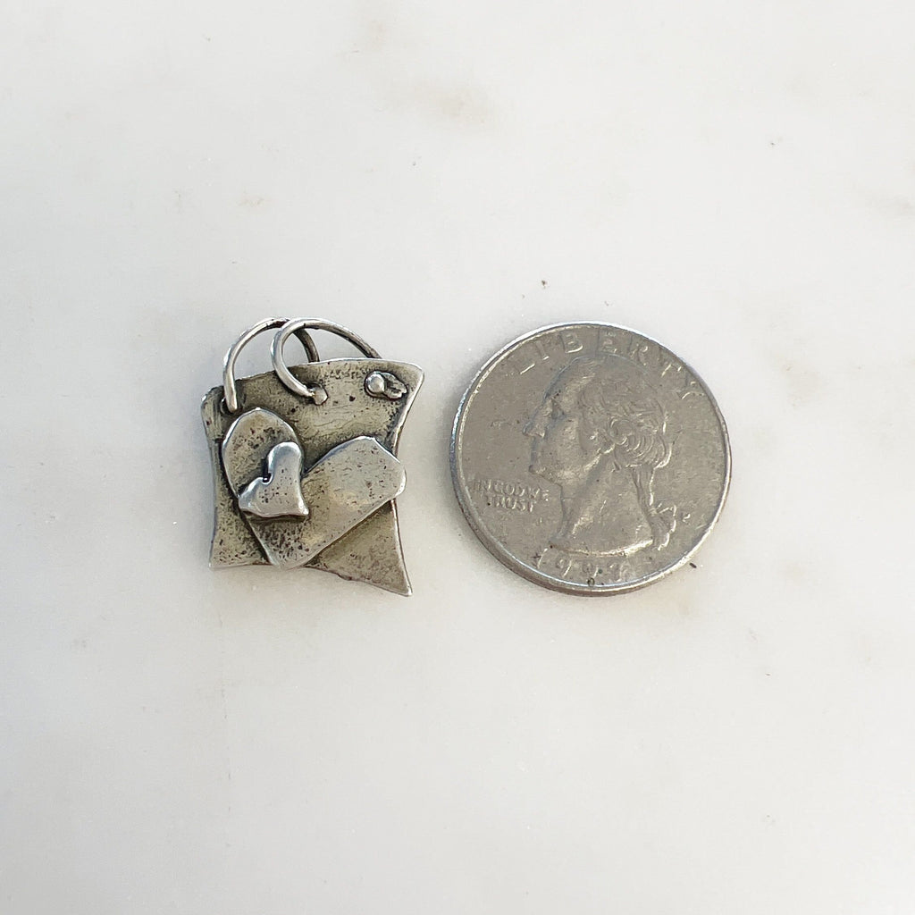 9mmx8mm Sterling Silver or Vermeil or Stitched Design Heart Charm Pendant