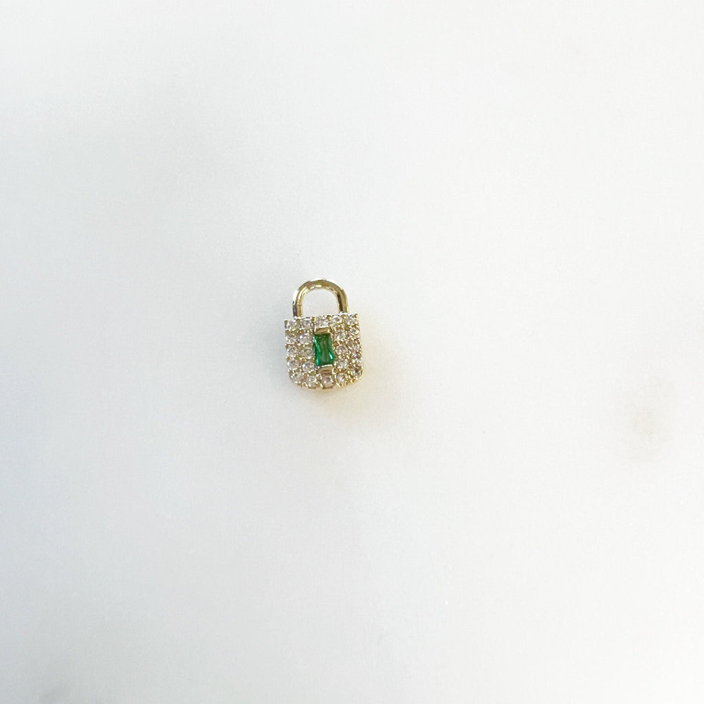 Gold Plated Small Clear CZ and Emerald Colored Cubic Zirconia Pad