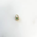 Gold Plated Small Clear CZ and Emerald Colored Cubic Zirconia Pad
