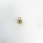 Gold Plated Small Clear CZ and Emerald Colored Cubic Zirconia Pad