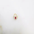 Gold Plated Small CZ and Ruby Colored Crystal Detailed Heart Shaped